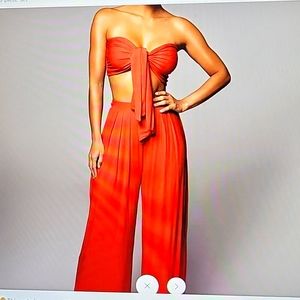 JLUXBASIX RED TORY TWO PIECE SET